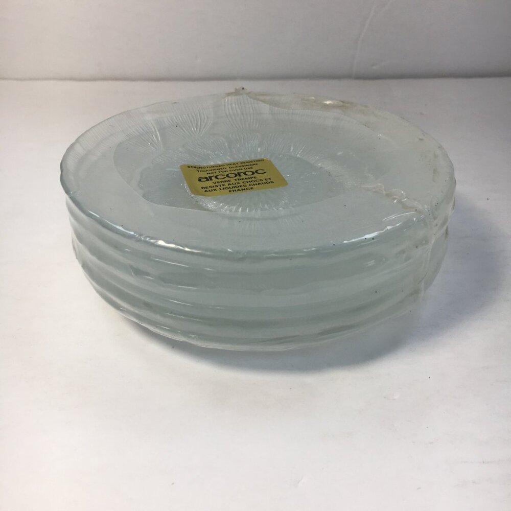 Arcoroc Luminarc France Fleur Glass 5" Dessert Plate Set 6 Vintage